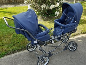Poussette double Inglesina bleue